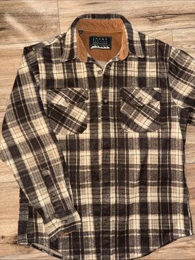 Jachs Brown and Cream Plaid Button-Down Flannel Shirt